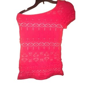 bebe Red One Shouldered Top size Small